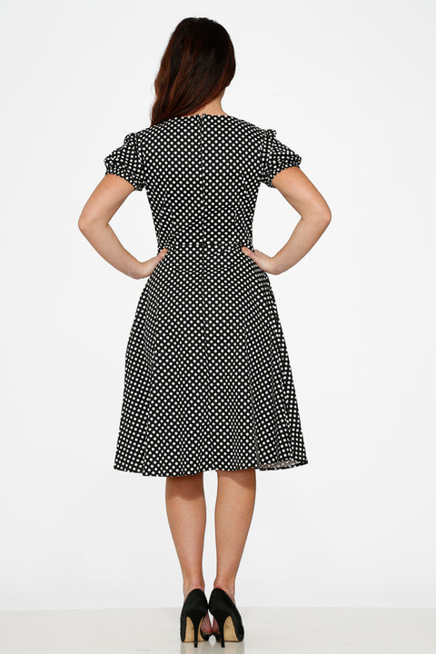 Dolly Dotty Swing Dress in Black-6