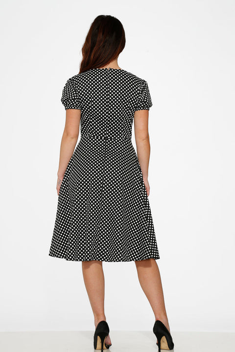 Dolly Dotty Swing Dress in Black-7