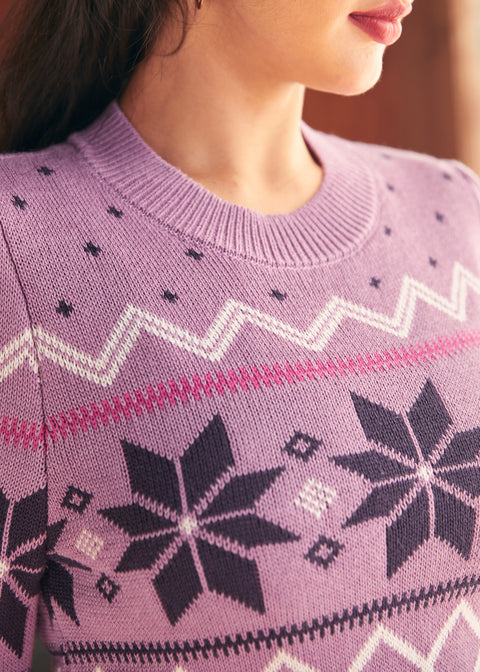 Whimsical Winter Puff Shoulder Sweater-5