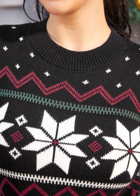 Whimsical Winter Puff Shoulder Sweater-5