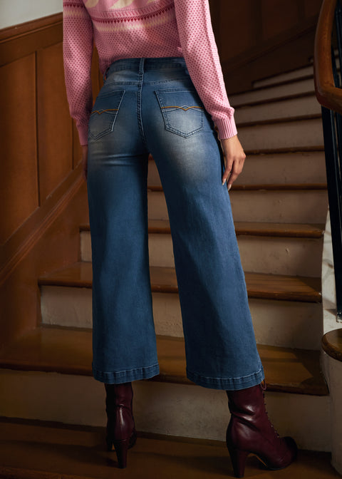 Luck of the Stylish Wide Leg Crop Jeans-5