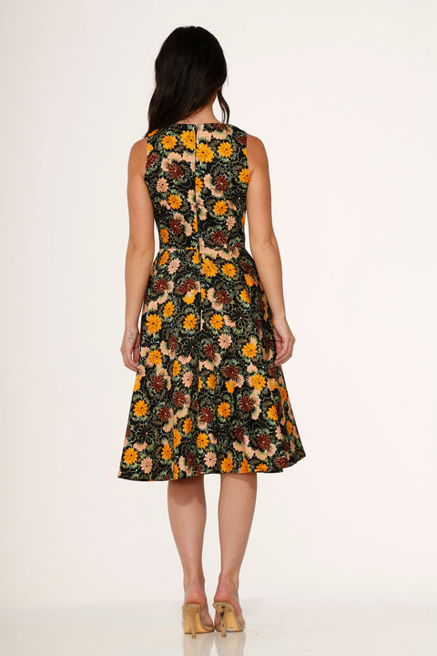 Yellow Floral Swing Dress-4