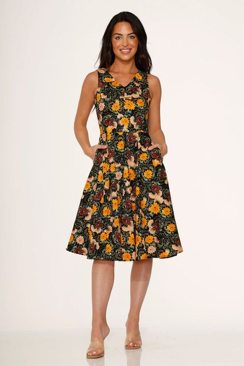 Yellow Floral Swing Dress-1