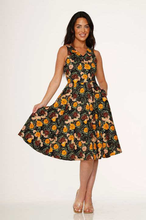 Yellow Floral Swing Dress-2