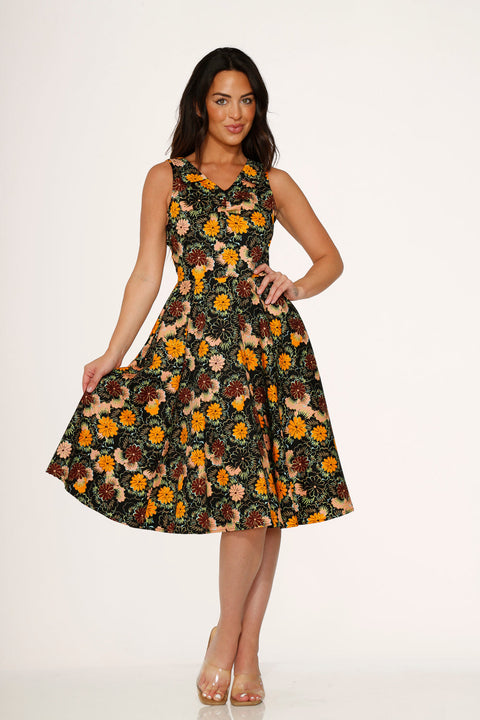 Yellow Floral Swing Dress-5