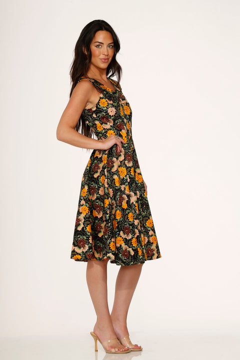 Yellow Floral Swing Dress-3