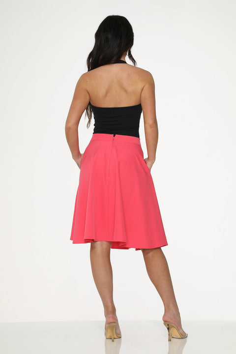 Hot Pink Black Embroidered Poodle Swing Skirt-5