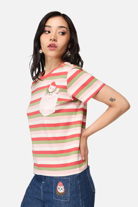 Strawberry Cat Pocket Tee-2