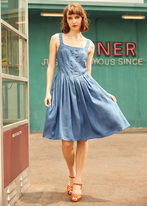 Meet Me on Main Street Chambray Dress-2