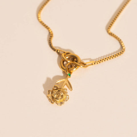 May Peony Birth Flower Necklace Charm-8