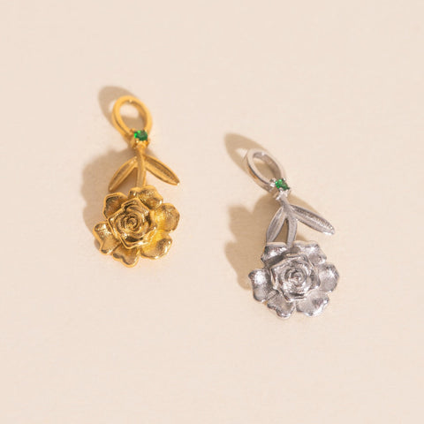 May Peony Birth Flower Necklace Charm-7