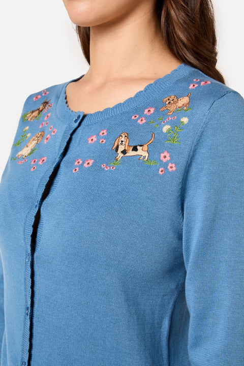 Cute Dogs Embroidered Cardigan-1