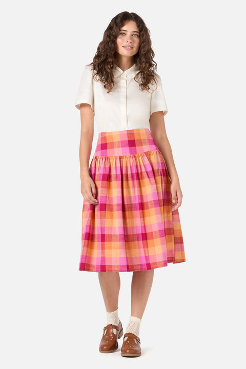 Maxine Check Midi Skirt 100% Cotton-2