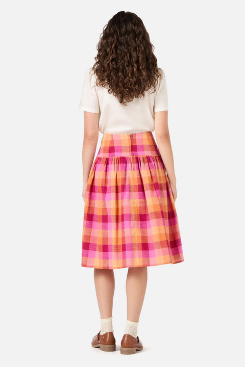 Maxine Check Midi Skirt 100% Cotton-3