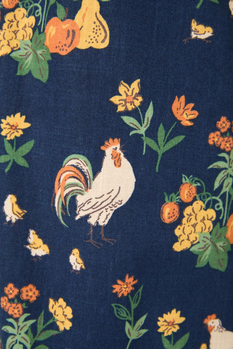 Chickens Print Tapered Cotton Pants-1