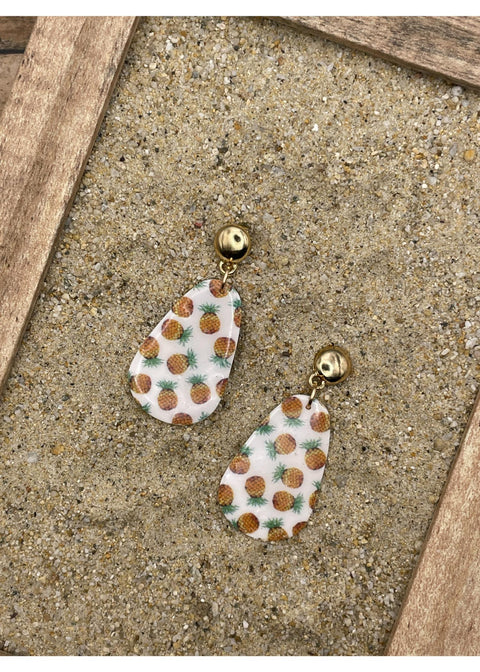 Pineapple Printed Dangle Earrings-2