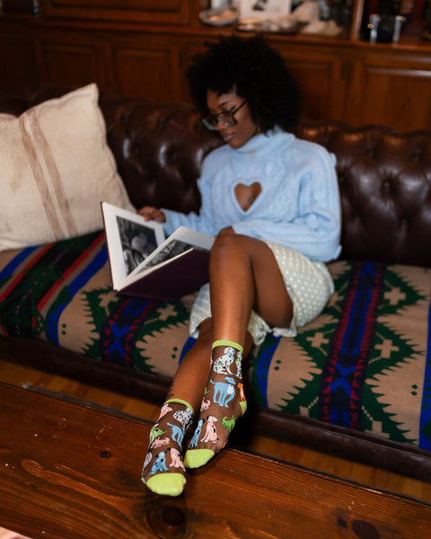 Dopamine Dogs Black Sheer Crew Sock-4